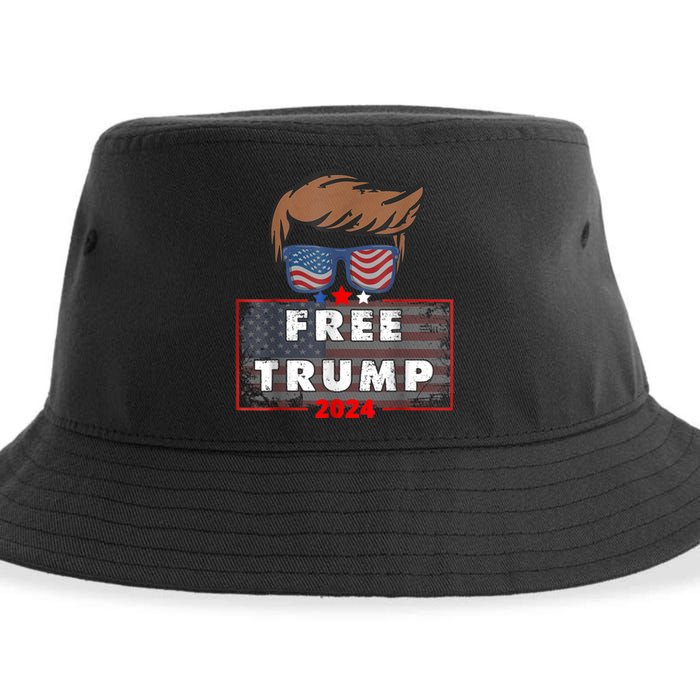 Free Donald Trump Republican Support Pro Trump American Flag Sustainable Bucket Hat