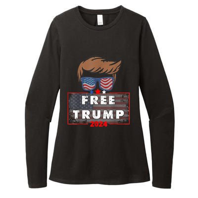 Free Donald Trump Republican Support Pro Trump American Flag Womens CVC Long Sleeve Shirt