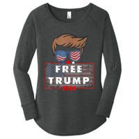 Free Donald Trump Republican Support Pro Trump American Flag Women's Perfect Tri Tunic Long Sleeve Shirt