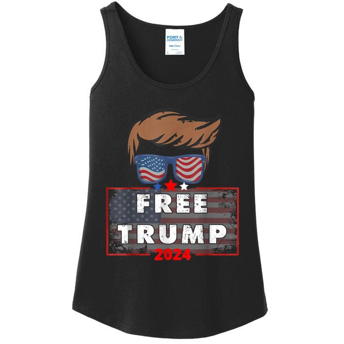 Free Donald Trump Republican Support Pro Trump American Flag Ladies Essential Tank