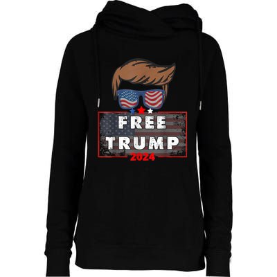 Free Donald Trump Republican Support Pro Trump American Flag Womens Funnel Neck Pullover Hood