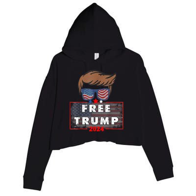 Free Donald Trump Republican Support Pro Trump American Flag Crop Fleece Hoodie