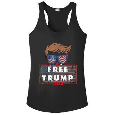 Free Donald Trump Republican Support Pro Trump American Flag Ladies PosiCharge Competitor Racerback Tank