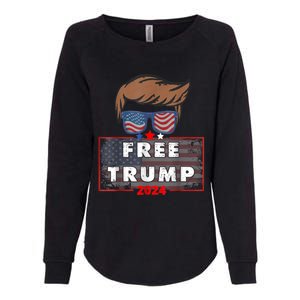 Free Donald Trump Republican Support Pro Trump American Flag Womens California Wash Sweatshirt