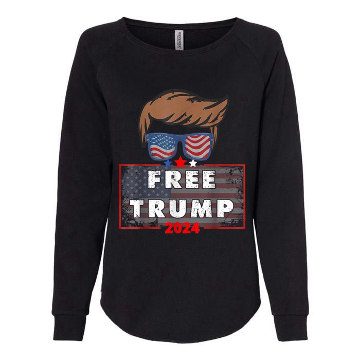 Free Donald Trump Republican Support Pro Trump American Flag Womens California Wash Sweatshirt