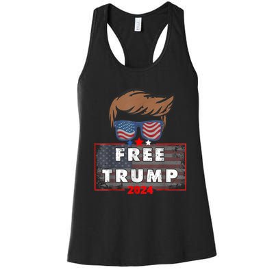 Free Donald Trump Republican Support Pro Trump American Flag Women's Racerback Tank