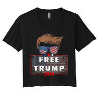 Free Donald Trump Republican Support Pro Trump American Flag Women's Crop Top Tee