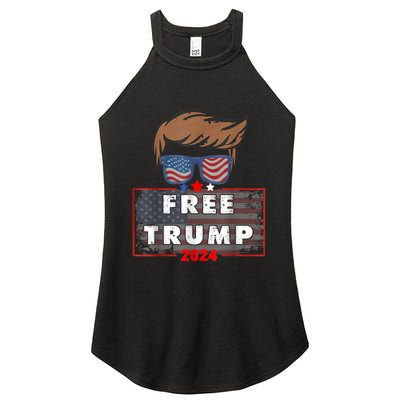 Free Donald Trump Republican Support Pro Trump American Flag Women’s Perfect Tri Rocker Tank