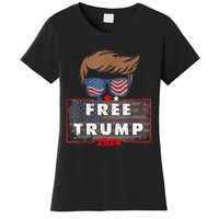 Free Donald Trump Republican Support Pro Trump American Flag Women's T-Shirt