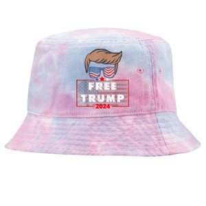 Free Donald Trump Republican Support Pro Trump American Flag Tie-Dyed Bucket Hat