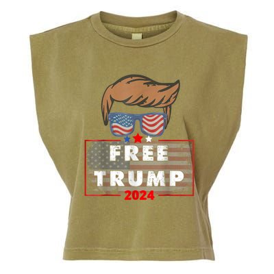 Free Donald Trump Republican Support Pro Trump American Flag Garment-Dyed Women's Muscle Tee