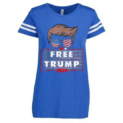 Free Donald Trump Republican Support Pro Trump American Flag Enza Ladies Jersey Football T-Shirt