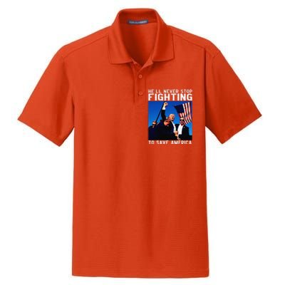 Funny Donald Trump HeLl Never Stop Fighting To Save America Gift Dry Zone Grid Polo