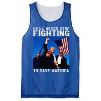 Funny Donald Trump HeLl Never Stop Fighting To Save America Gift Mesh Reversible Basketball Jersey Tank