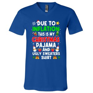 Funny Due To Inflation This Is My Ugly Sweater For Christmas Gift V-Neck T-Shirt