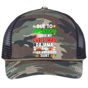 Funny Due To Inflation This Is My Ugly Sweater For Christmas Gift Retro Rope Trucker Hat Cap