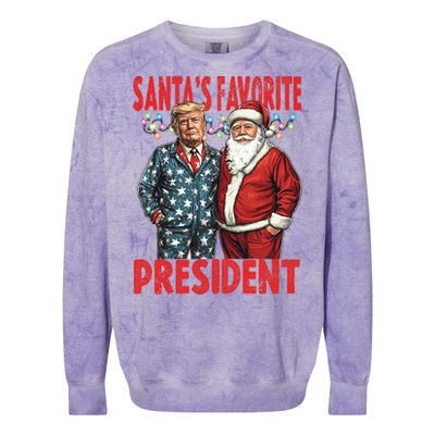 Funny Donald Trump SantaS Favorite President Humor Gift Colorblast Crewneck Sweatshirt