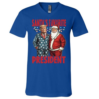 Funny Donald Trump SantaS Favorite President Humor Gift V-Neck T-Shirt