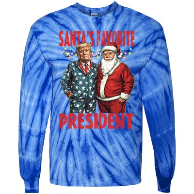 Funny Donald Trump SantaS Favorite President Humor Gift Tie-Dye Long Sleeve Shirt