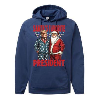 Funny Donald Trump SantaS Favorite President Humor Gift Performance Fleece Hoodie