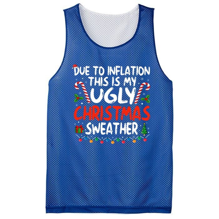 Funny Due To Inflation This Is My Ugly Sweater For Christmas Cute Gift Mesh Reversible Basketball Jersey Tank