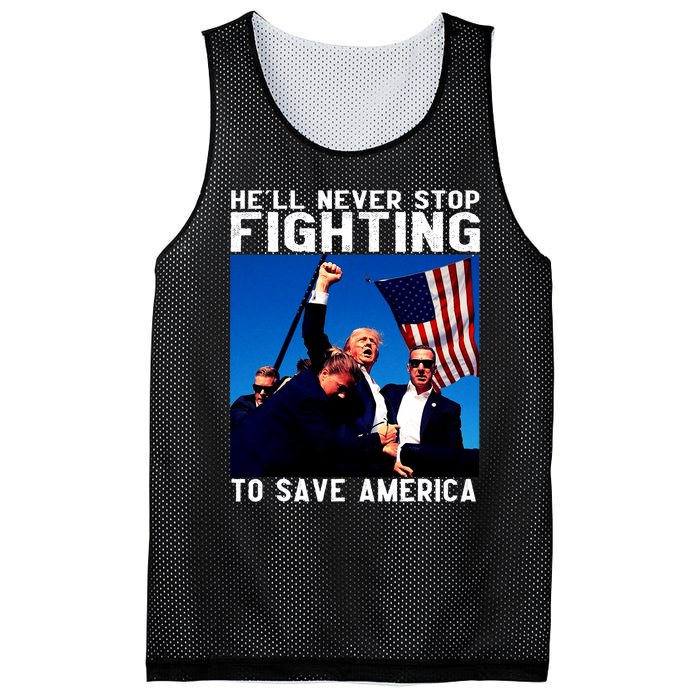 Funny Donald Trump HeLl Never Stop Fighting To Save America Mesh Reversible Basketball Jersey Tank