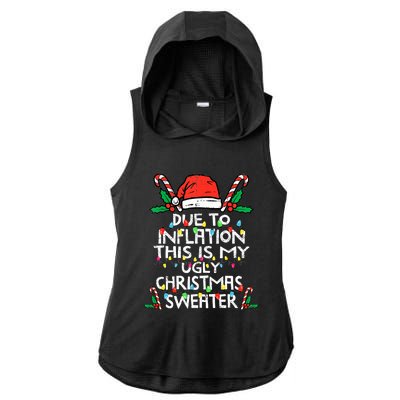 Funny Due to Inflation Ugly Christmas Sweaters  Ladies PosiCharge Tri-Blend Wicking Draft Hoodie Tank