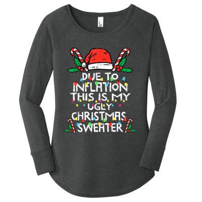 Funny Due to Inflation Ugly Christmas Sweaters  Women's Perfect Tri Tunic Long Sleeve Shirt