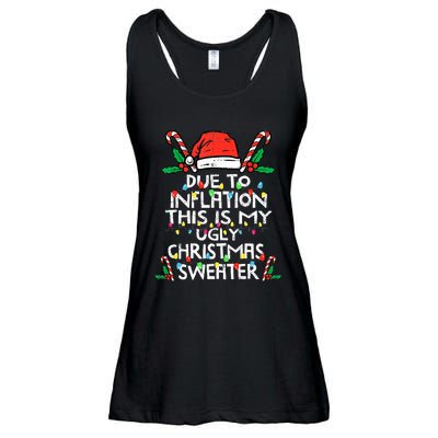 Funny Due to Inflation Ugly Christmas Sweaters  Ladies Essential Flowy Tank