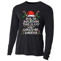 Funny Due to Inflation Ugly Christmas Sweaters  Cooling Performance Long Sleeve Crew