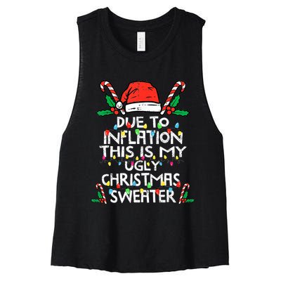 Funny Due to Inflation Ugly Christmas Sweaters  Women's Racerback Cropped Tank