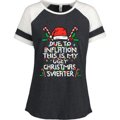 Funny Due to Inflation Ugly Christmas Sweaters  Enza Ladies Jersey Colorblock Tee