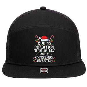 Funny Due To Inflation This Is My Ugly Sweater For Christmas Cool Gift 7 Panel Mesh Trucker Snapback Hat