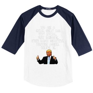 Funny Donald Trump Fathers Day Gag Gift Conservative Dad Baseball Sleeve Shirt