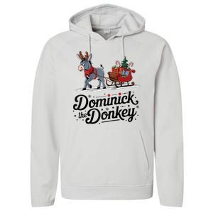 Funny Dominick The Donkey Christmas Sleigh Holiday Funny Performance Fleece Hoodie