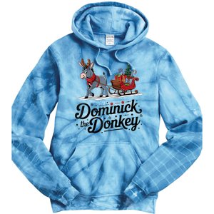 Funny Dominick The Donkey Christmas Sleigh Holiday Funny Tie Dye Hoodie