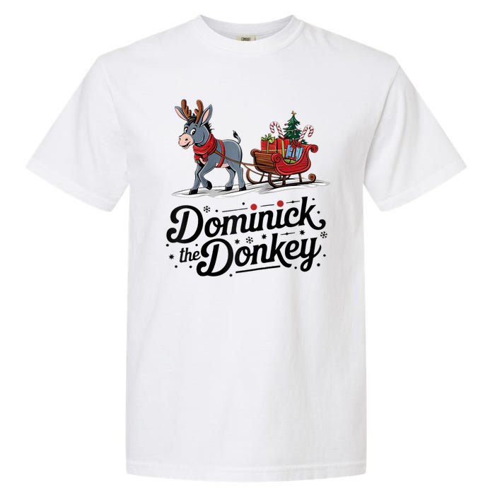 Funny Dominick The Donkey Christmas Sleigh Holiday Funny Garment-Dyed Heavyweight T-Shirt