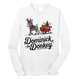 Funny Dominick The Donkey Christmas Sleigh Holiday Funny Long Sleeve Shirt