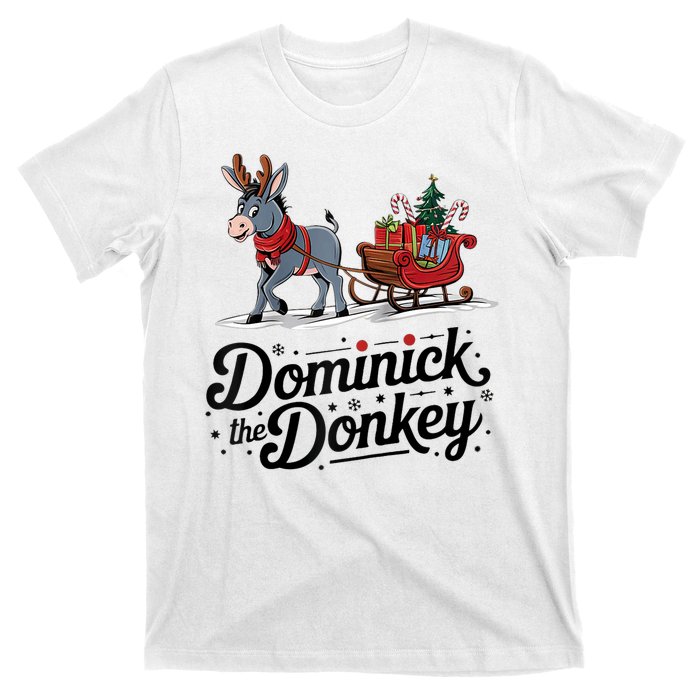 Funny Dominick The Donkey Christmas Sleigh Holiday Funny T-Shirt