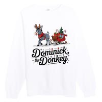 Funny Dominick The Donkey Christmas Sleigh Holiday Funny Premium Crewneck Sweatshirt