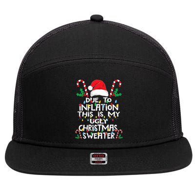 Funny Due to Inflation Ugly Christmas Sweaters 7 Panel Mesh Trucker Snapback Hat