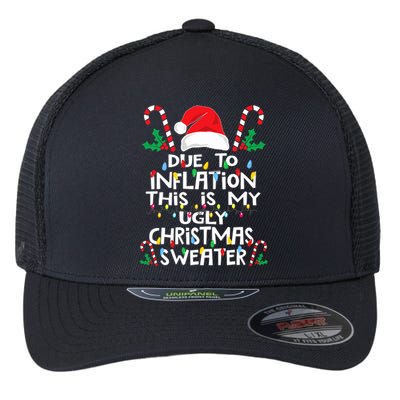 Funny Due to Inflation Ugly Christmas Sweaters Flexfit Unipanel Trucker Cap