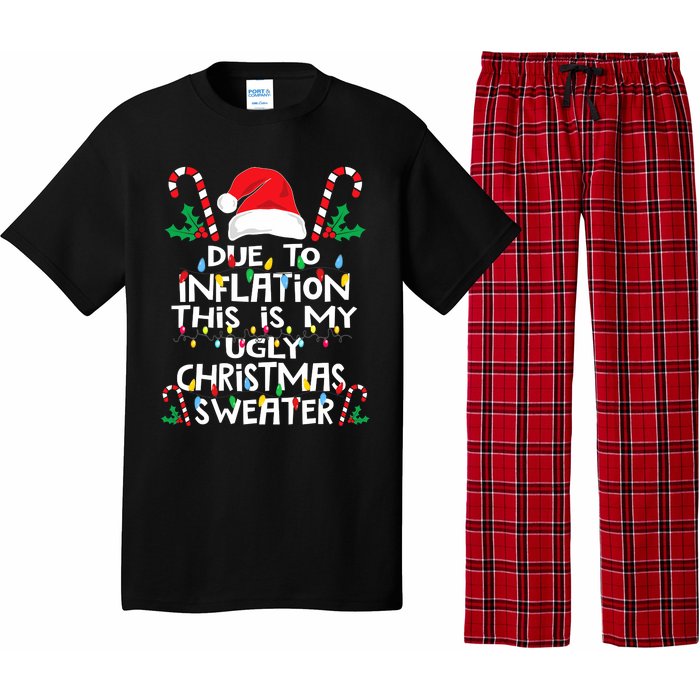 Funny Due to Inflation Ugly Christmas Sweaters Pajama Set