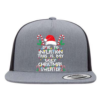 Funny Due to Inflation Ugly Christmas Sweaters Flat Bill Trucker Hat