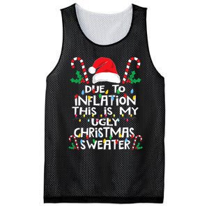 Funny Due to Inflation Ugly Christmas Sweaters Mesh Reversible Basketball Jersey Tank