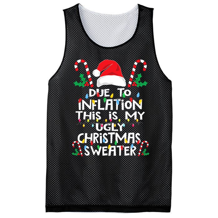 Funny Due to Inflation Ugly Christmas Sweaters Mesh Reversible Basketball Jersey Tank