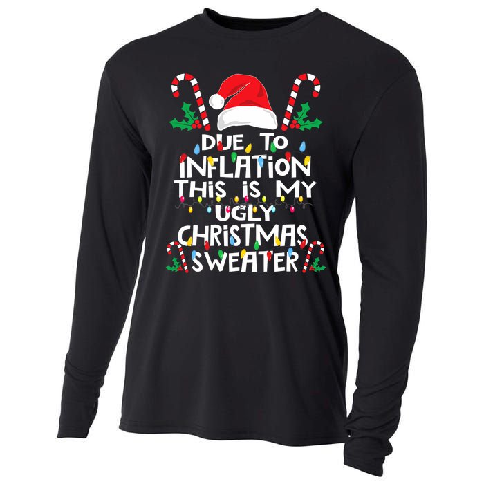 Funny Due to Inflation Ugly Christmas Sweaters Cooling Performance Long Sleeve Crew