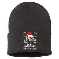 Funny Due to Inflation Ugly Christmas Sweaters Sustainable Knit Beanie