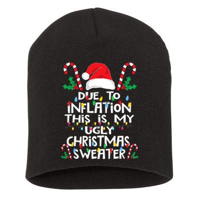 Funny Due to Inflation Ugly Christmas Sweaters Short Acrylic Beanie