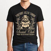 Foxtrot Delta Tango Social Club Only You Can Prevent Fascism  V-Neck T-Shirt